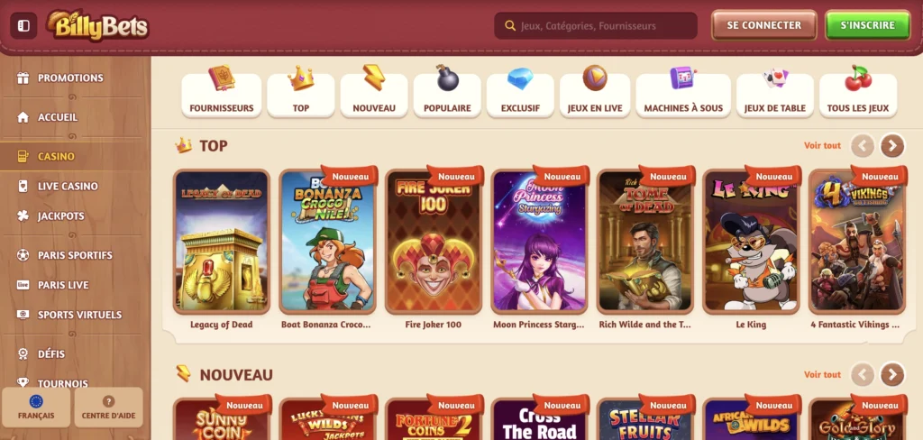 billybets casino jeux