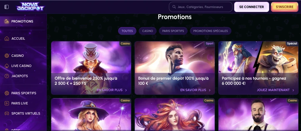 novajackpot casino bonus