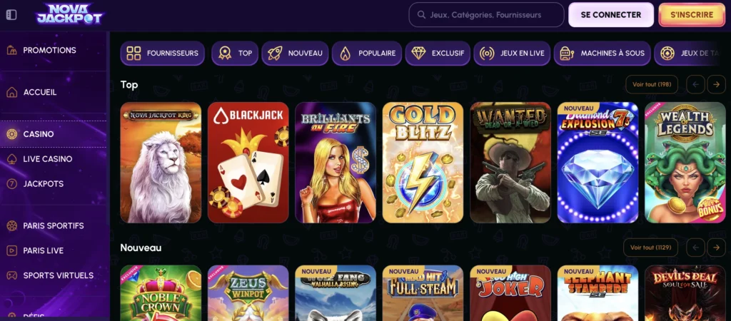 novajackpot casino jeux