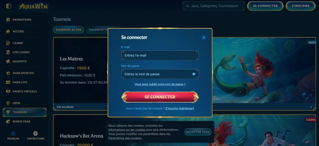 aquawin casino connecter